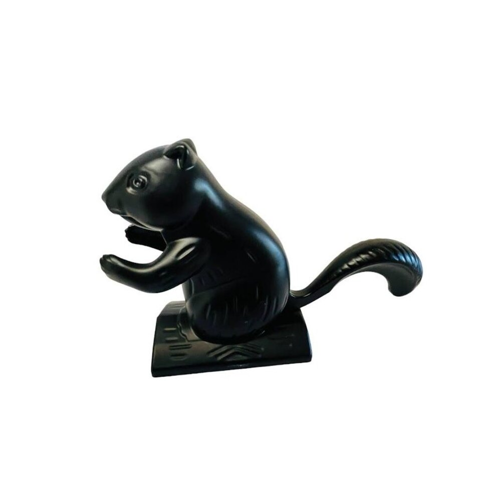 Vintage Black‎ Aluminum Metal Squirrel Holiday Nut Cracker 5 1/2" x 8"